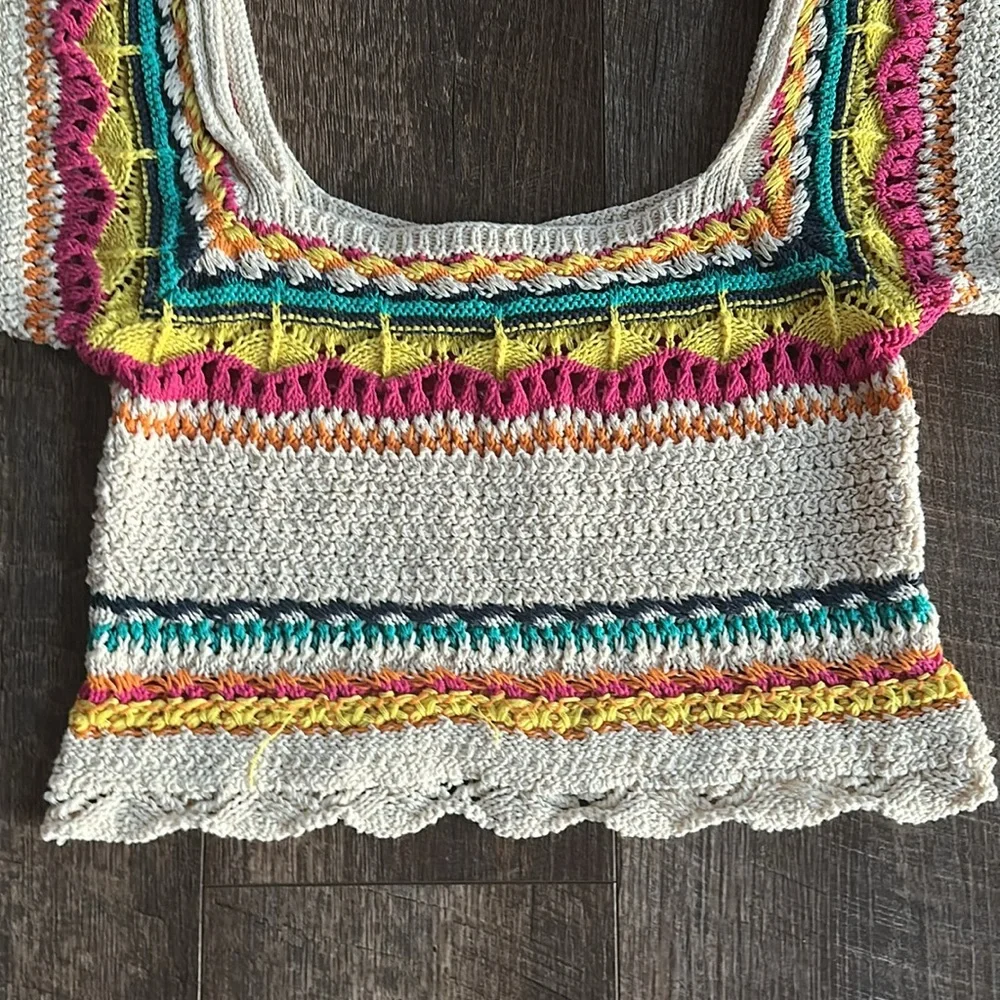 Zara Multicolor Crochet Top - Picture 5 of 8